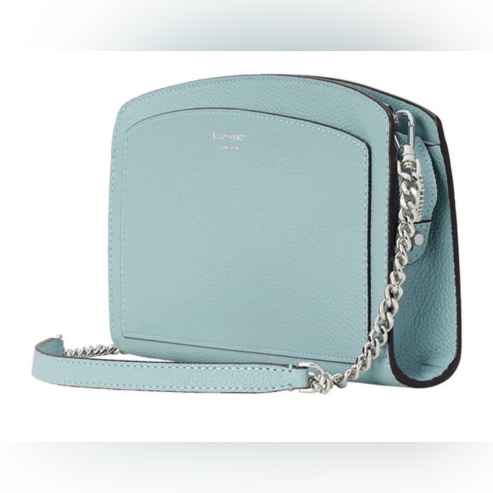 Kate Spade Margaux Small Crossbody Bag Hazy Blue Leather Chain Strap Retail $225